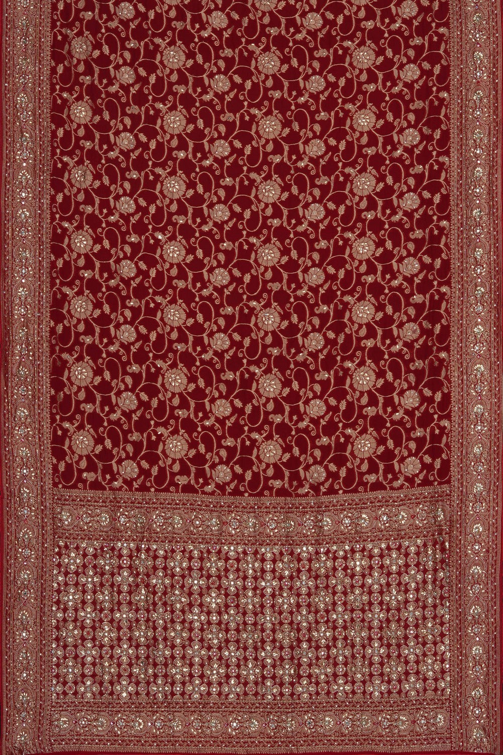 Image of Red Embroidery Silk Saree