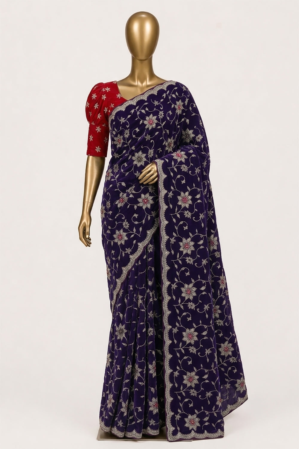Image of Purple Embroidery Silk Saree