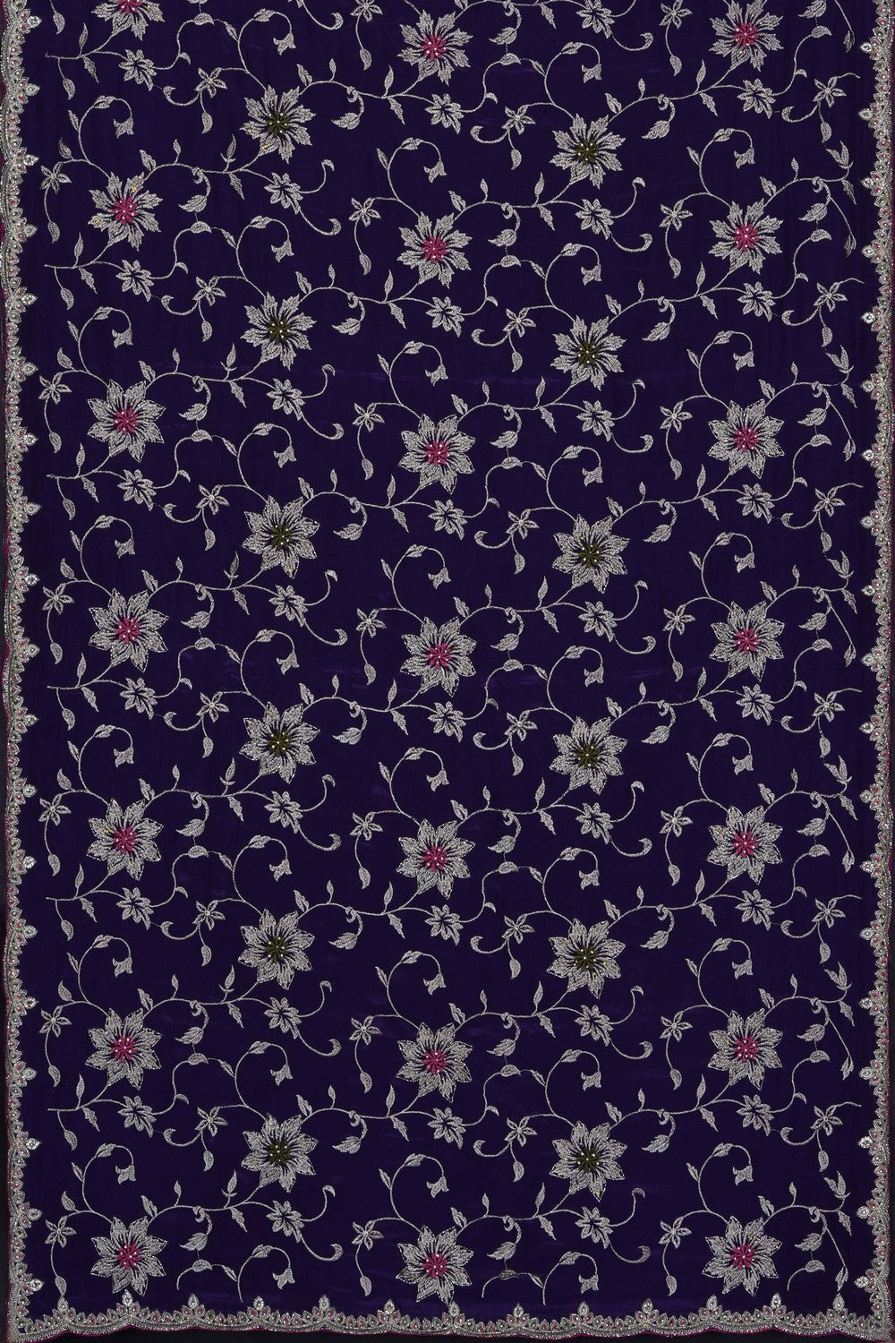 Image of Purple Embroidery Silk Saree