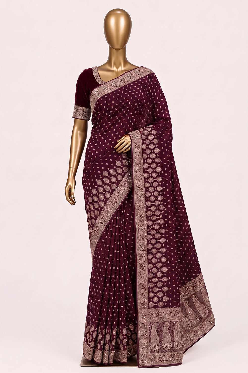 Image of Red Embroidery Georgette Saree
