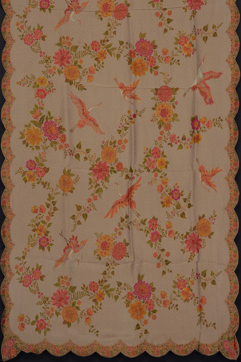 Image of Beige Brocade Silk Saree
