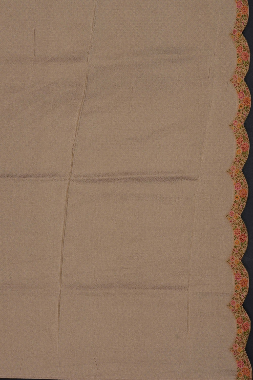 Image of Beige Brocade Silk Saree