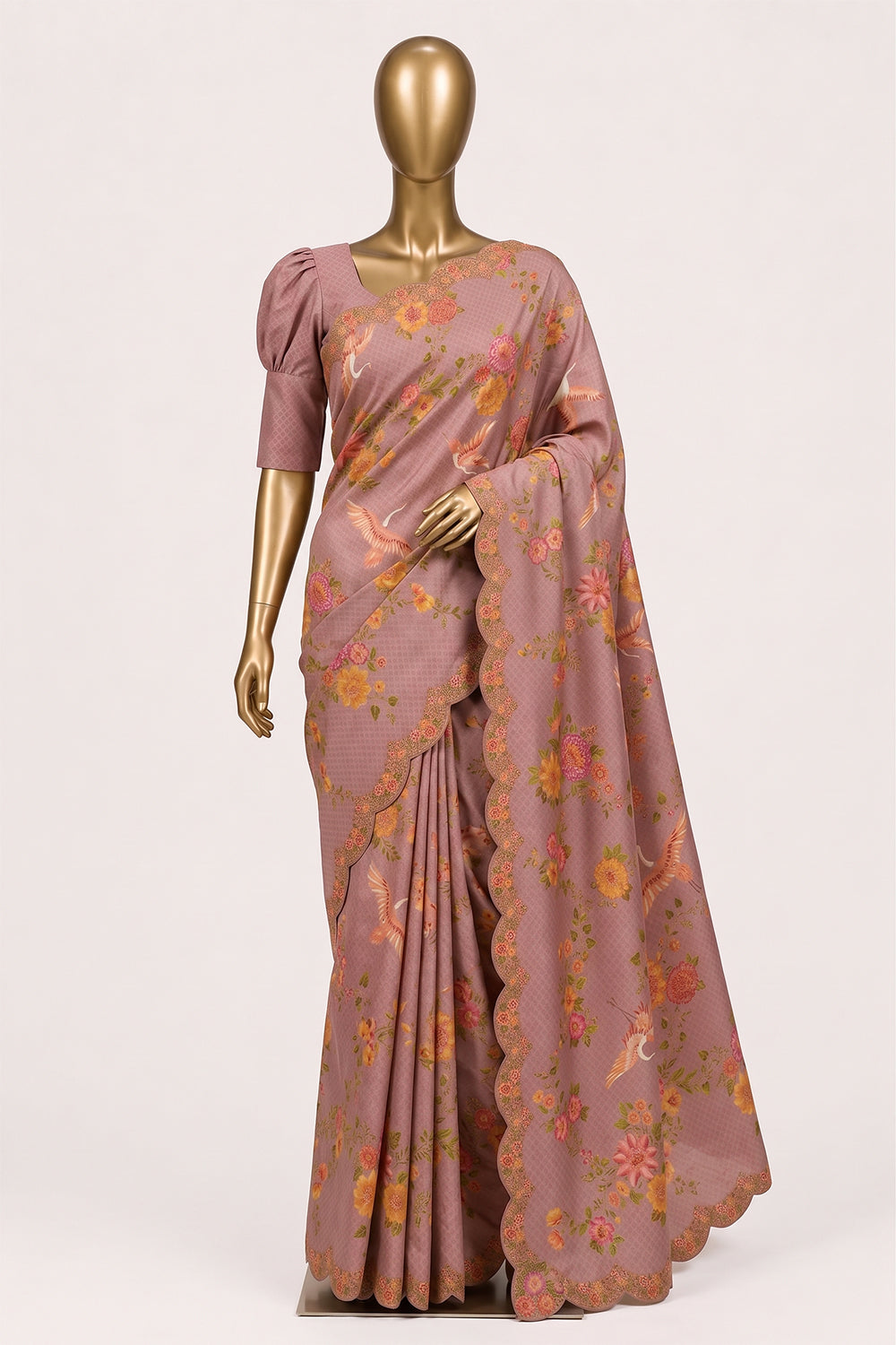 Image of Pink Brocade Silk Saree