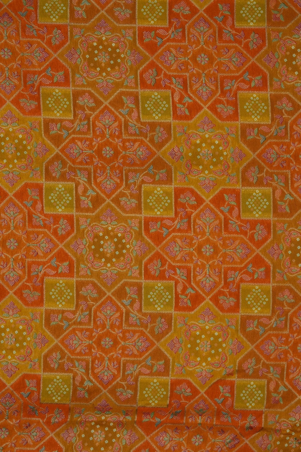 Image of Orange Brocade Silk Saree