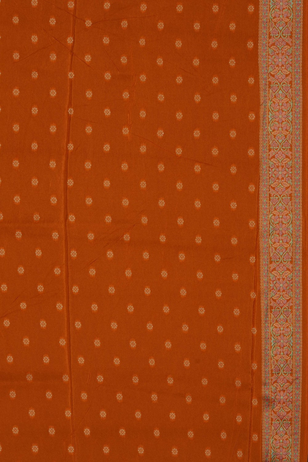 Image of Orange Brocade Silk Saree