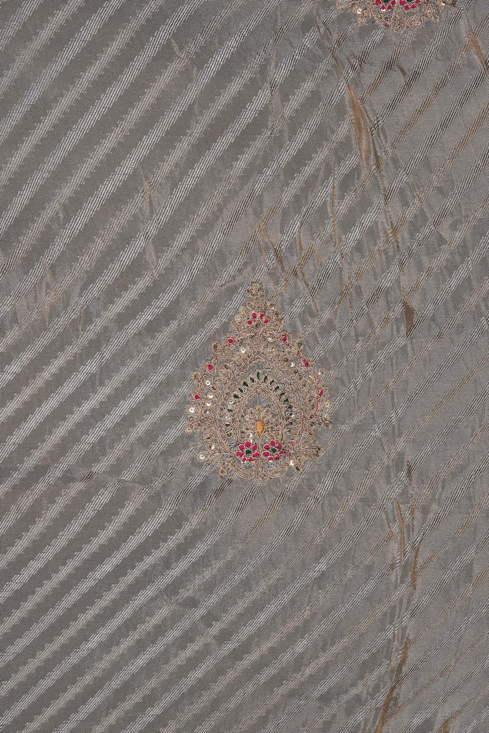 Image of Off-White Brocade Silk Saree