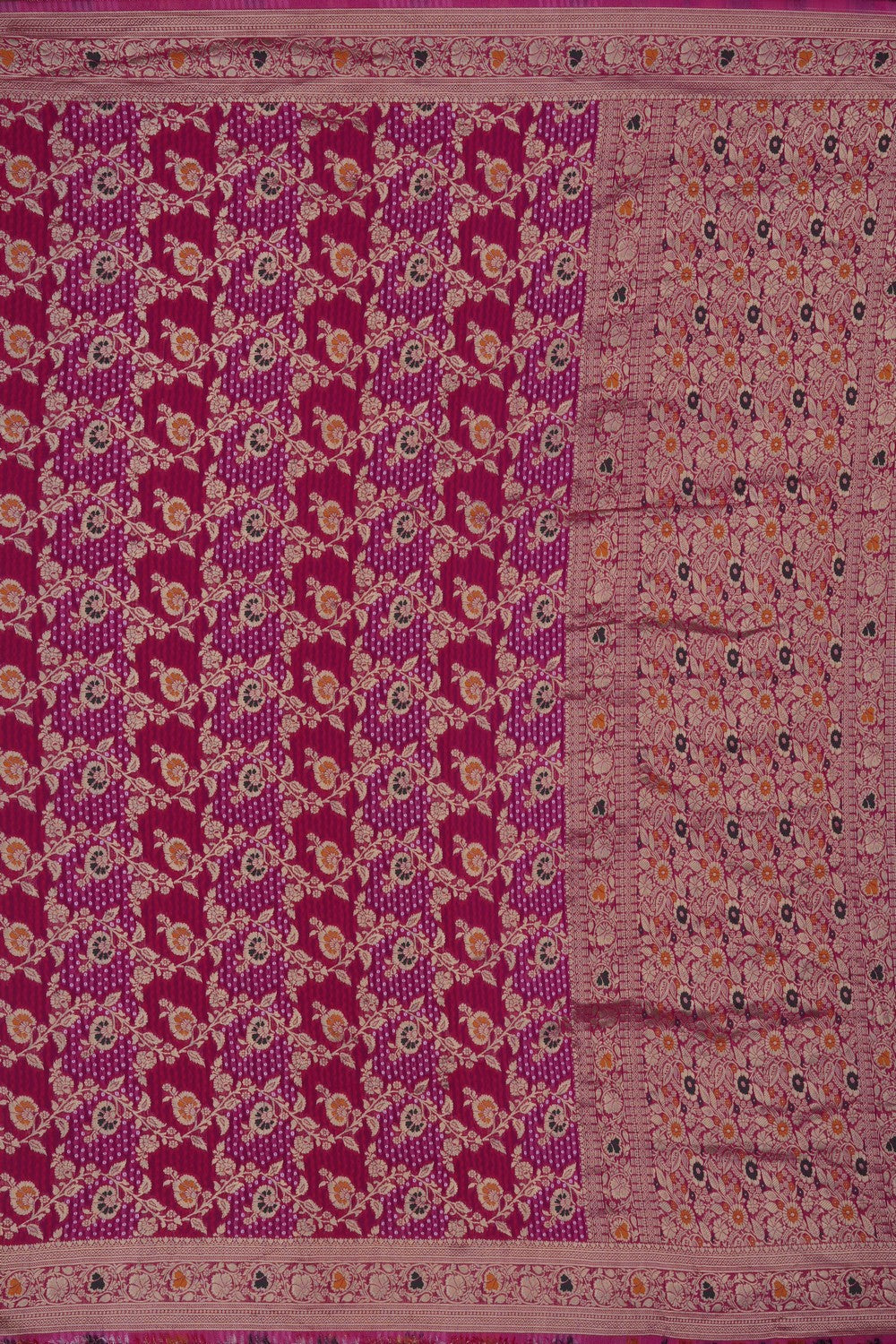 Image of Off-White Brocade Silk Saree