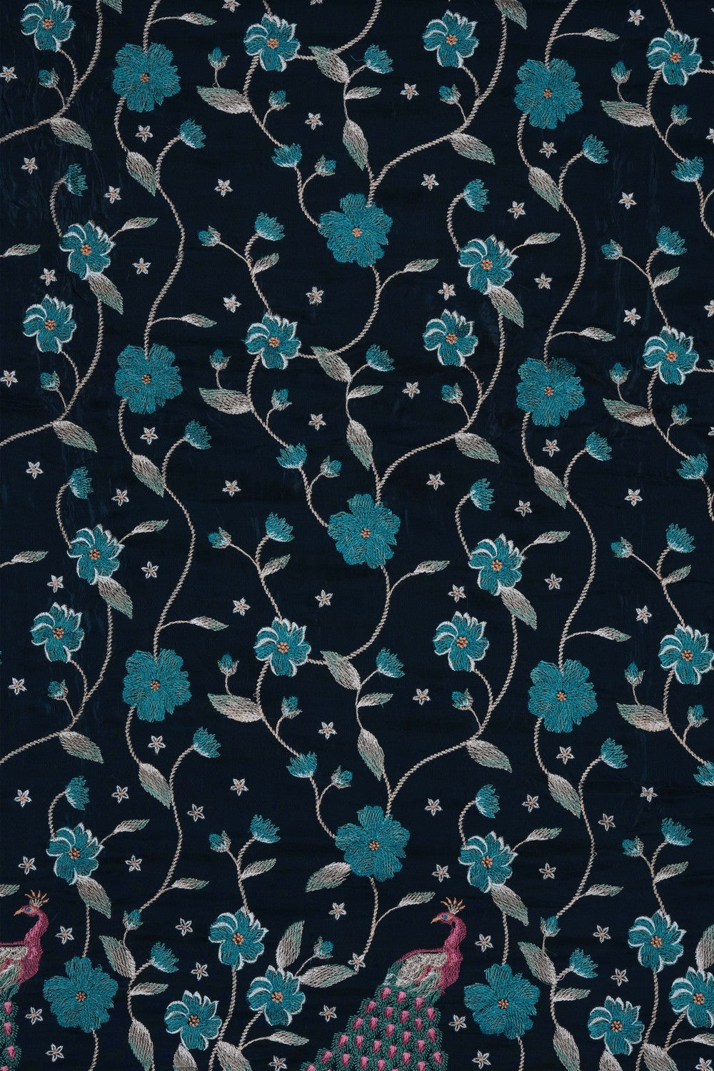 Image of Peacock-Blue Embroidery Saree