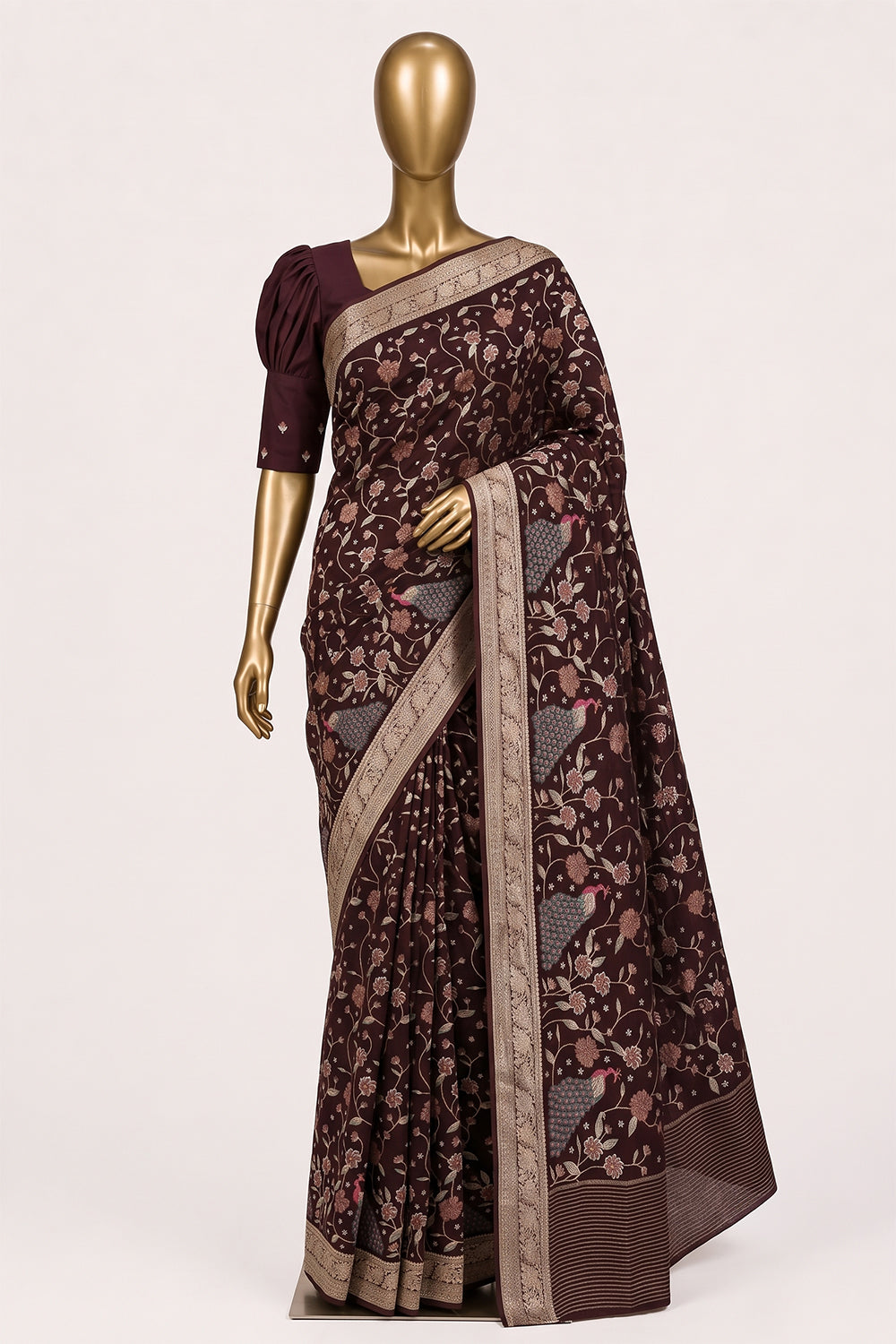 Image of Brown Embroidery Saree