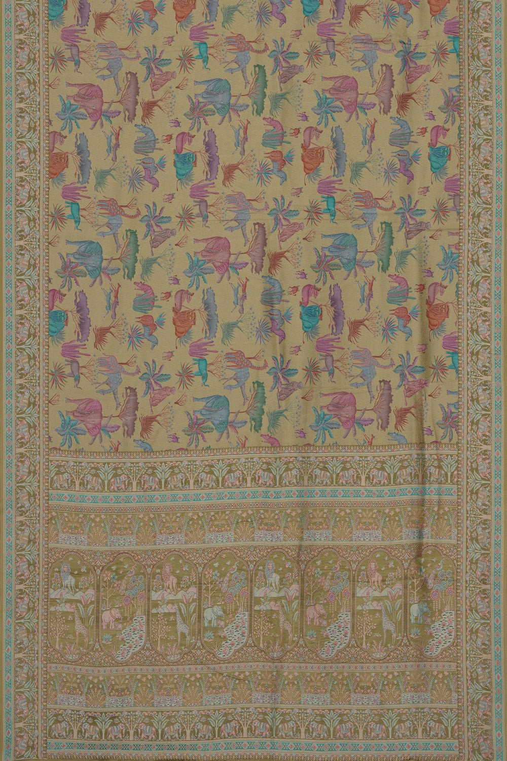 Image of Sage-Green Brocade Silk Saree