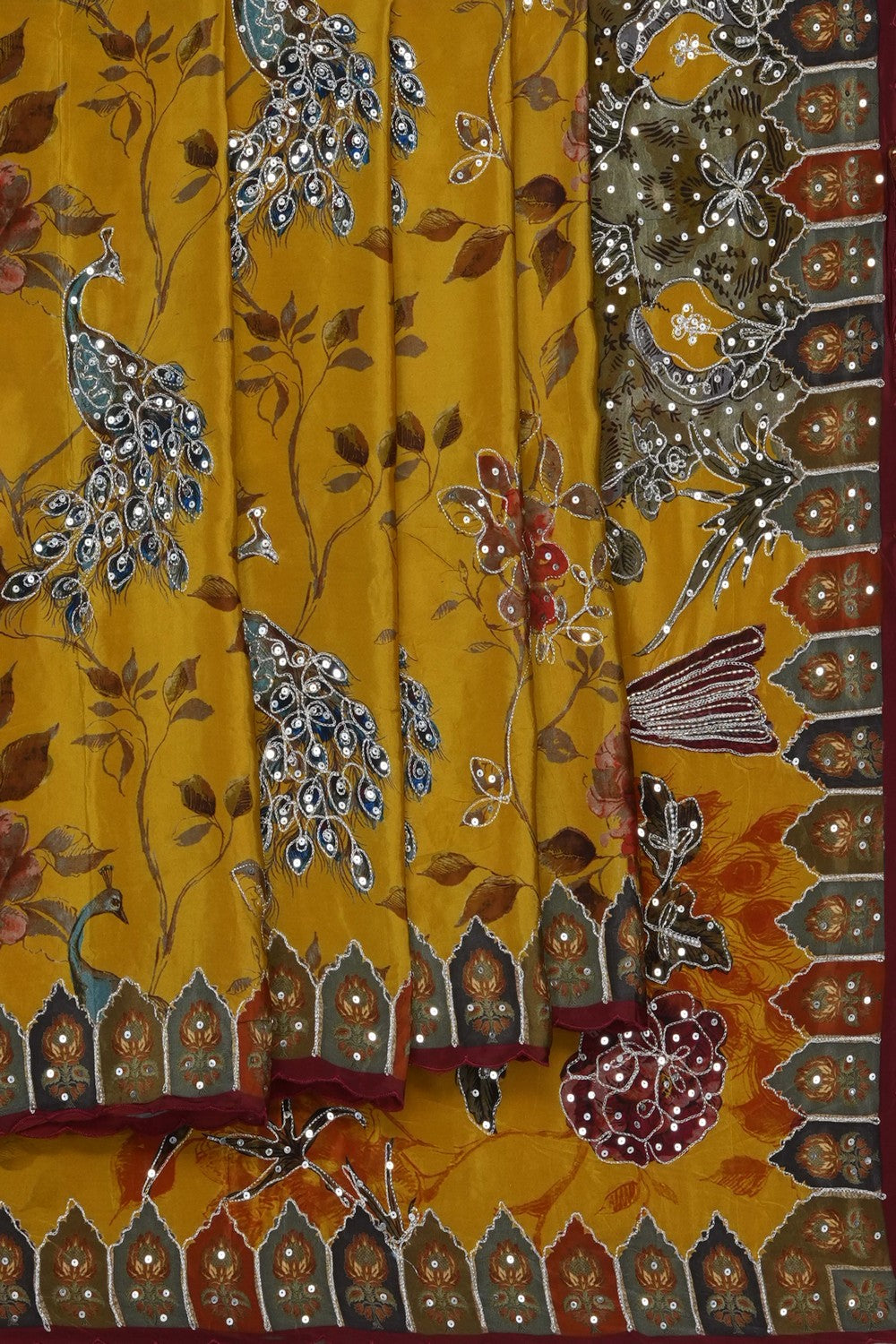 Image of Mustard Crepe Saree