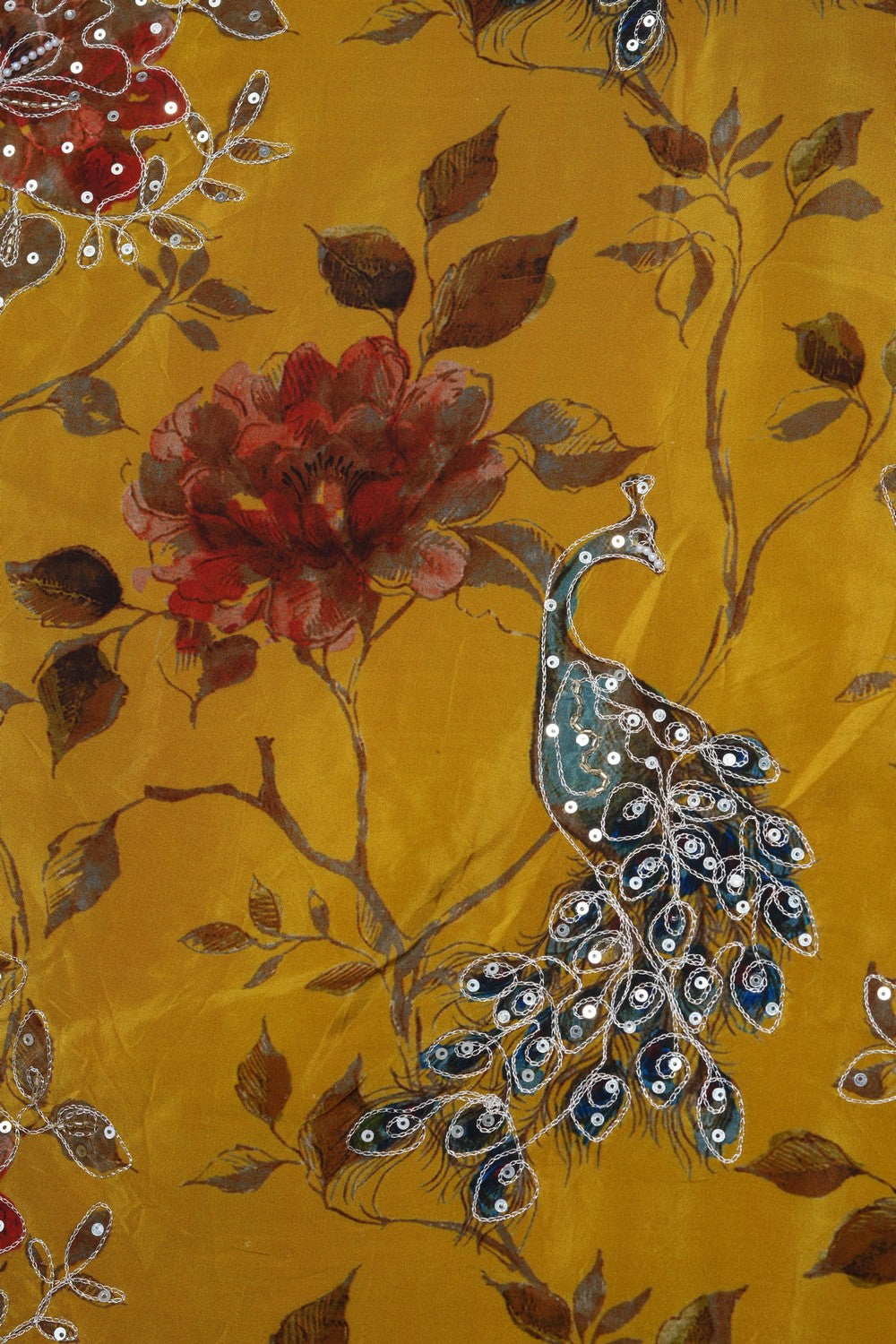 Image of Mustard Crepe Saree