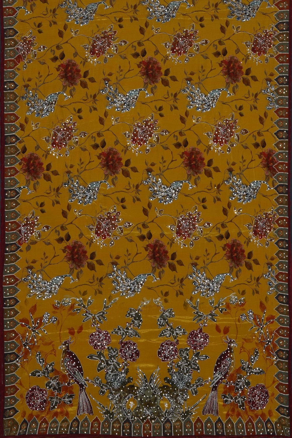 Image of Mustard Crepe Saree