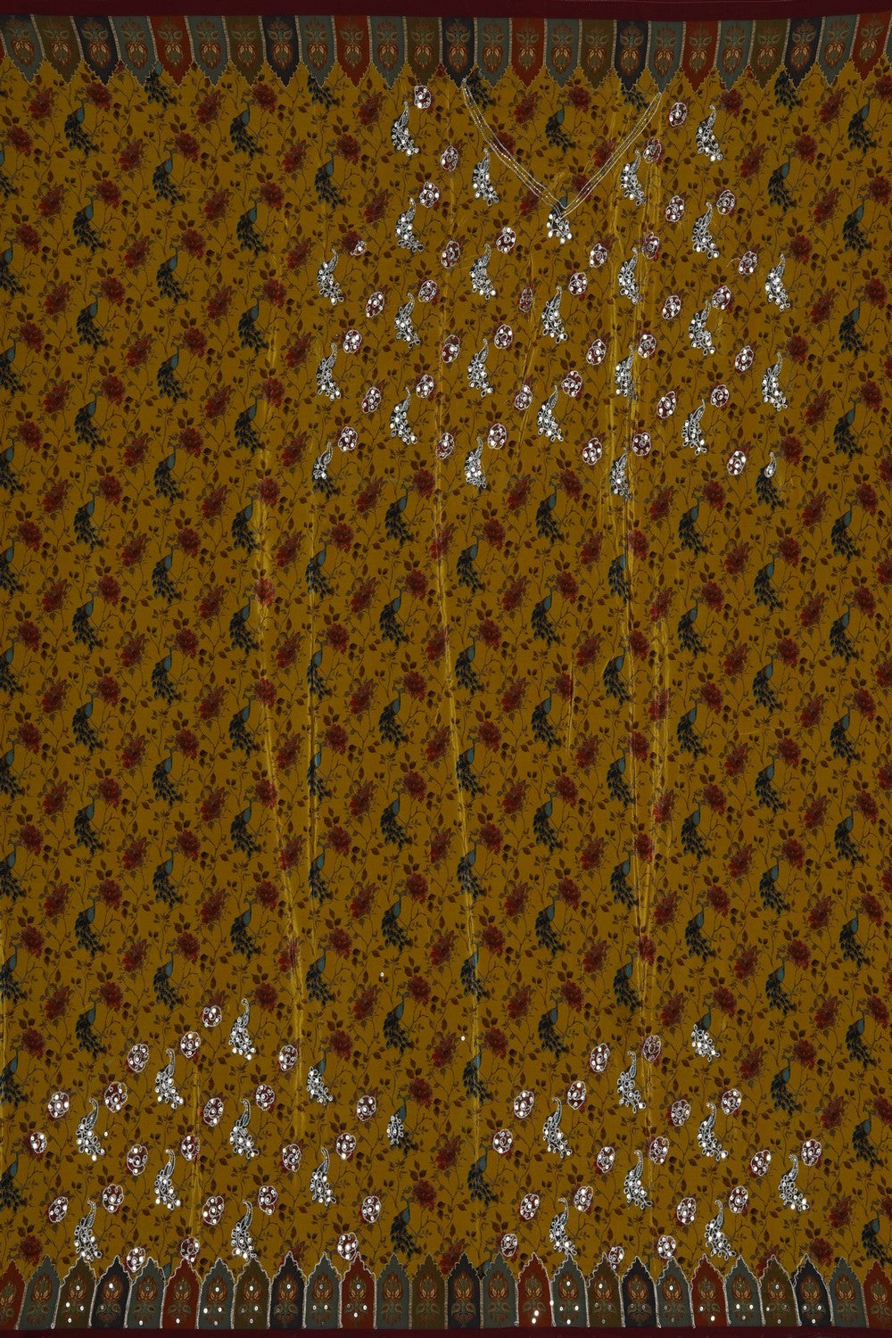 Image of Mustard Crepe Saree