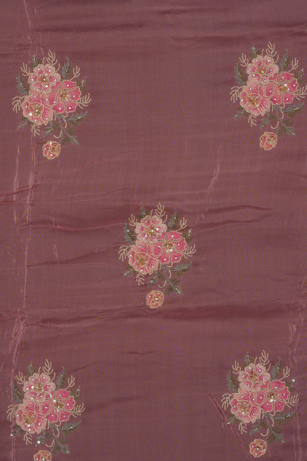 Image of Onion-Pink Embroidery Saree