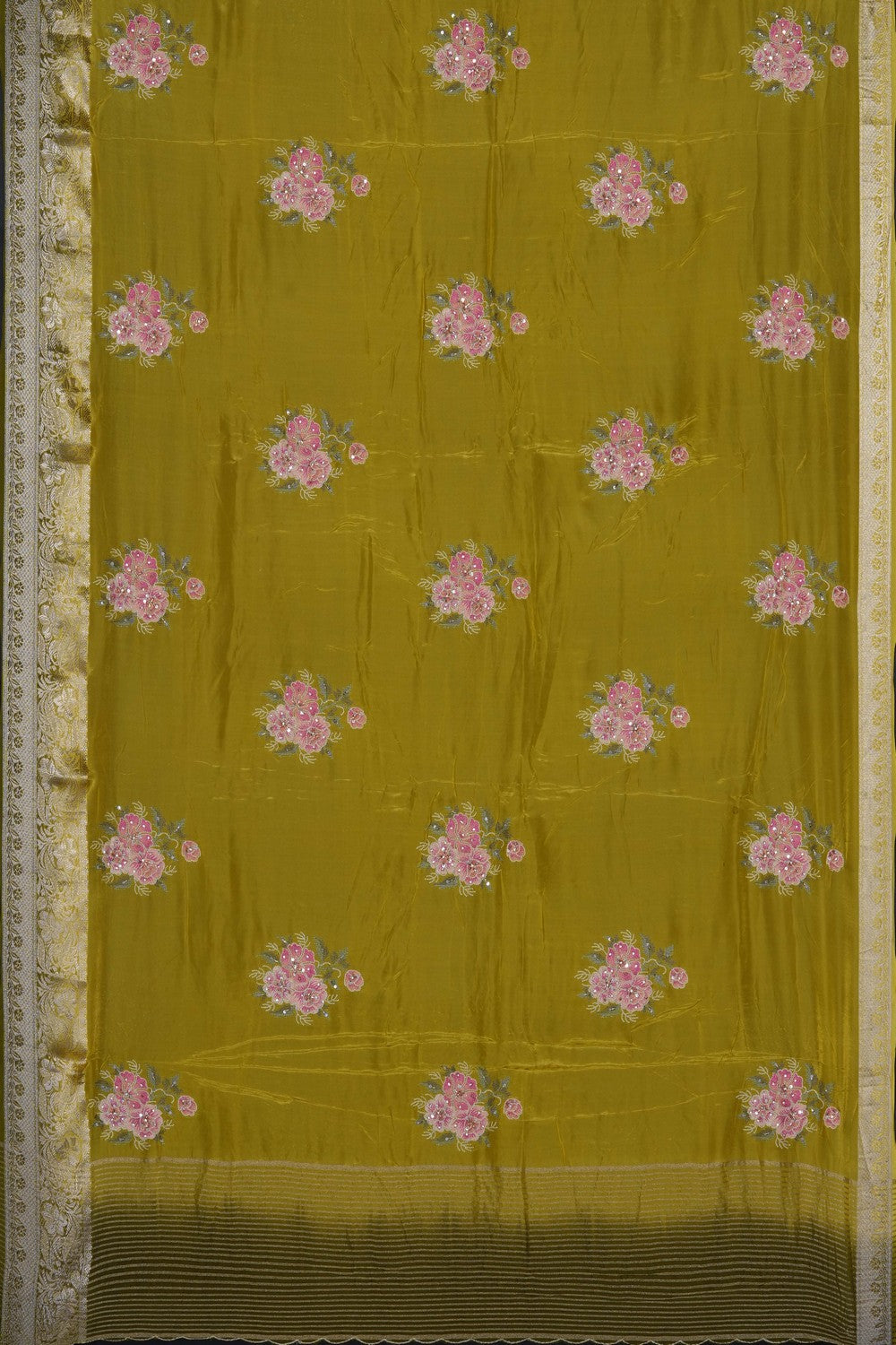 Image of Green Embroidery Saree