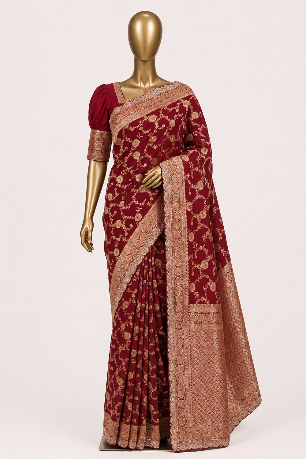 Image of Red Embroidery Georgette Saree