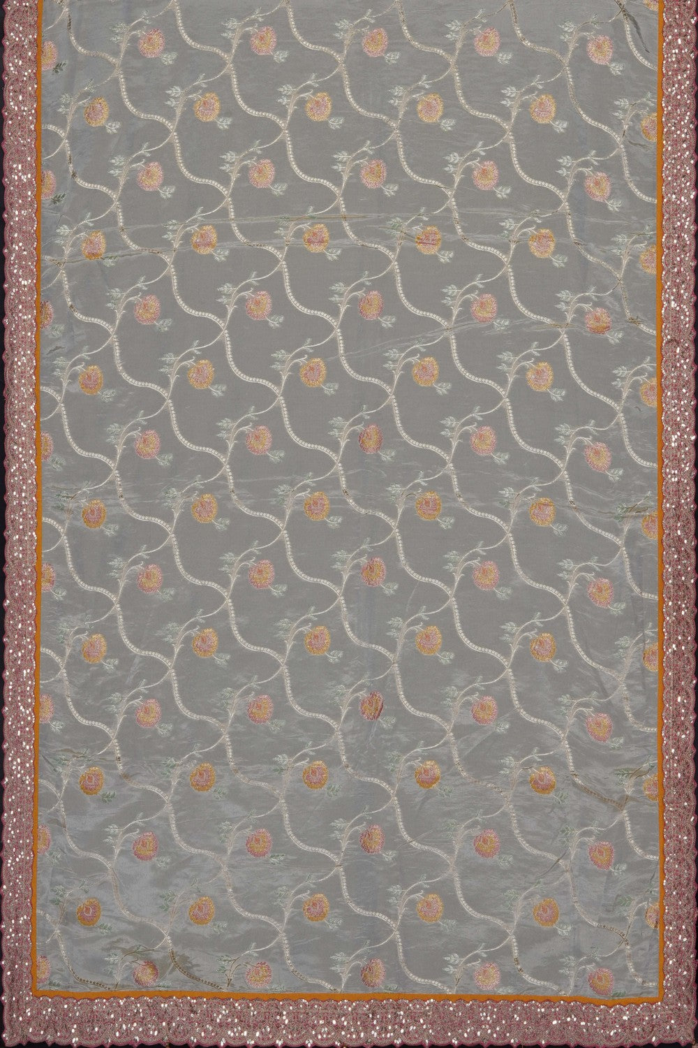 Image of Off-White Embroidery Silk Saree