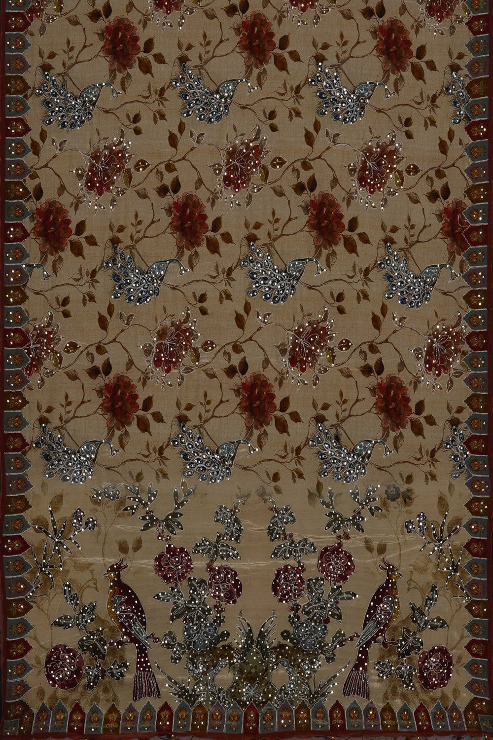 Image of Beige Crepe Saree