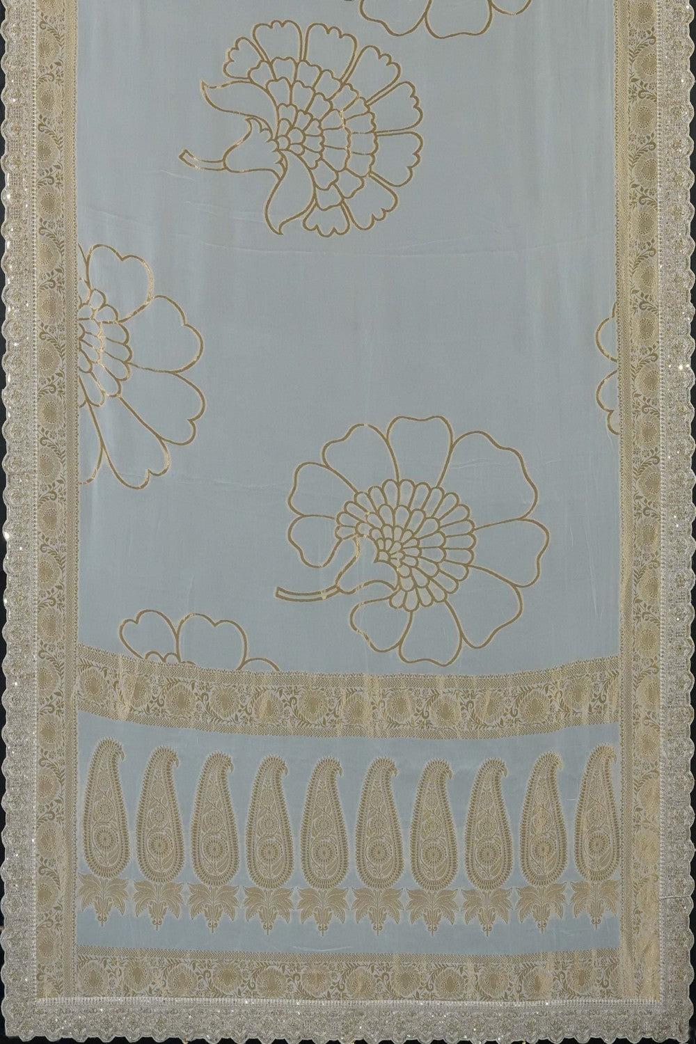 Image of Off-White Embroidery Saree