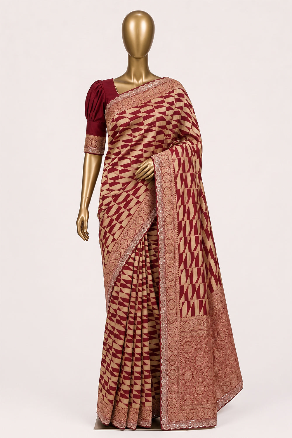 Image of Red Embroidery Silk Saree