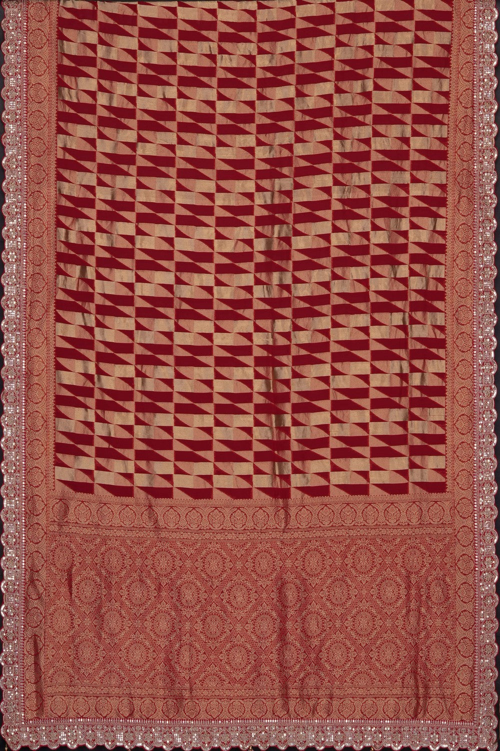 Image of Red Embroidery Silk Saree