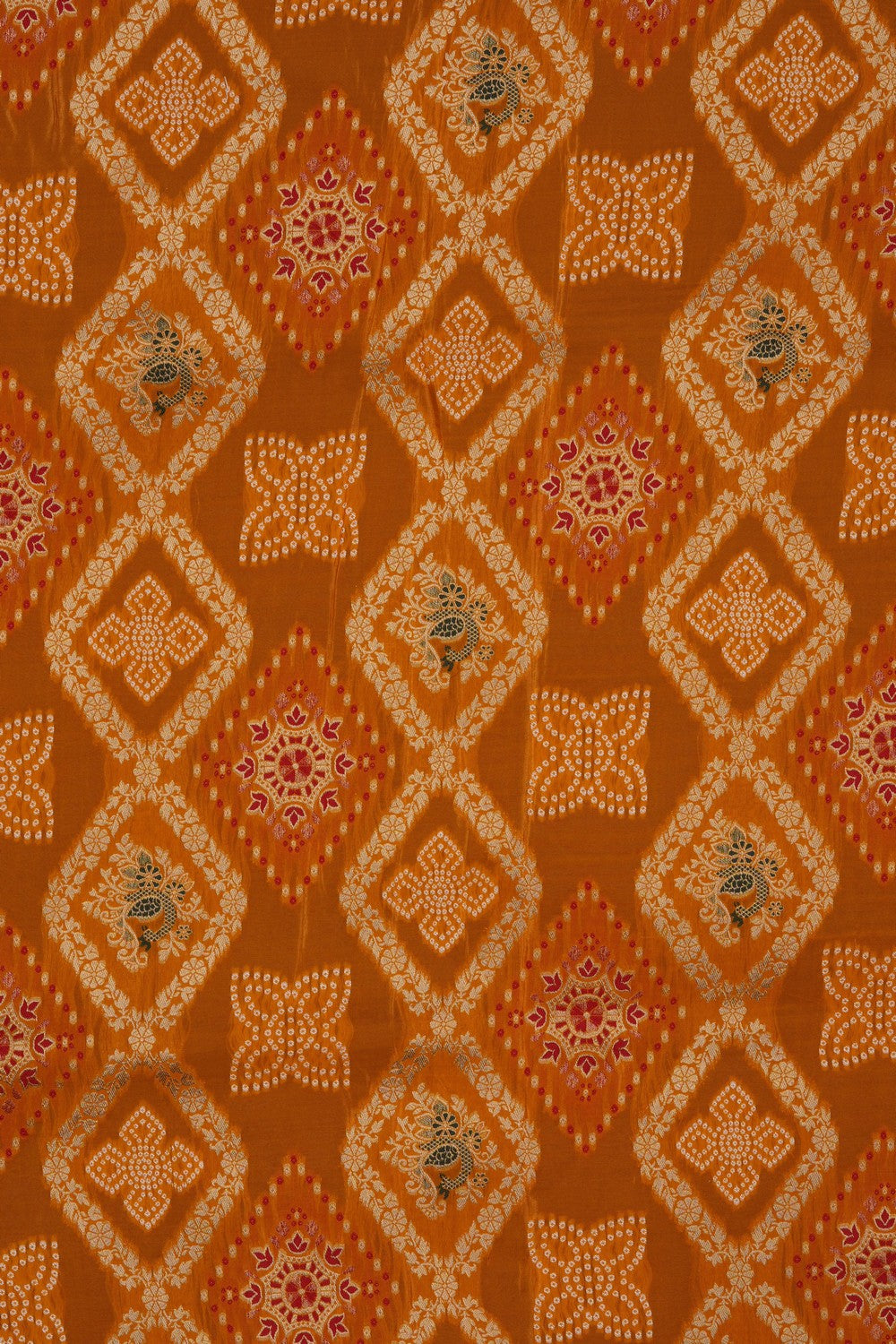 Image of Orange Brocade Silk Saree
