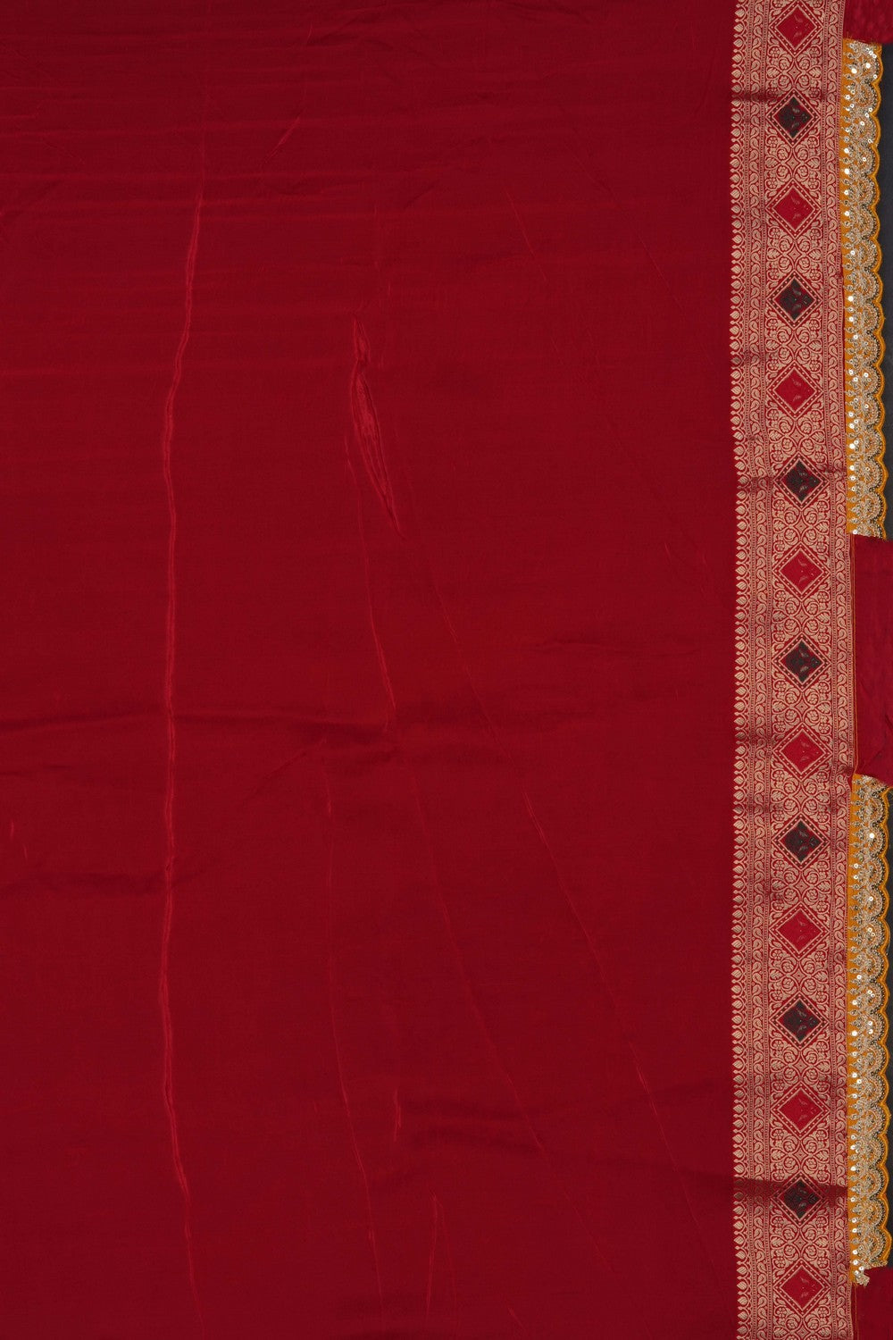 Image of Orange Brocade Silk Saree