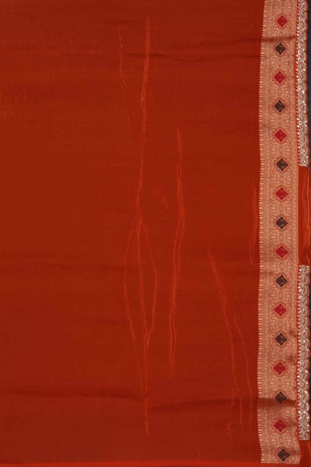 Image of Orange Brocade Silk Saree