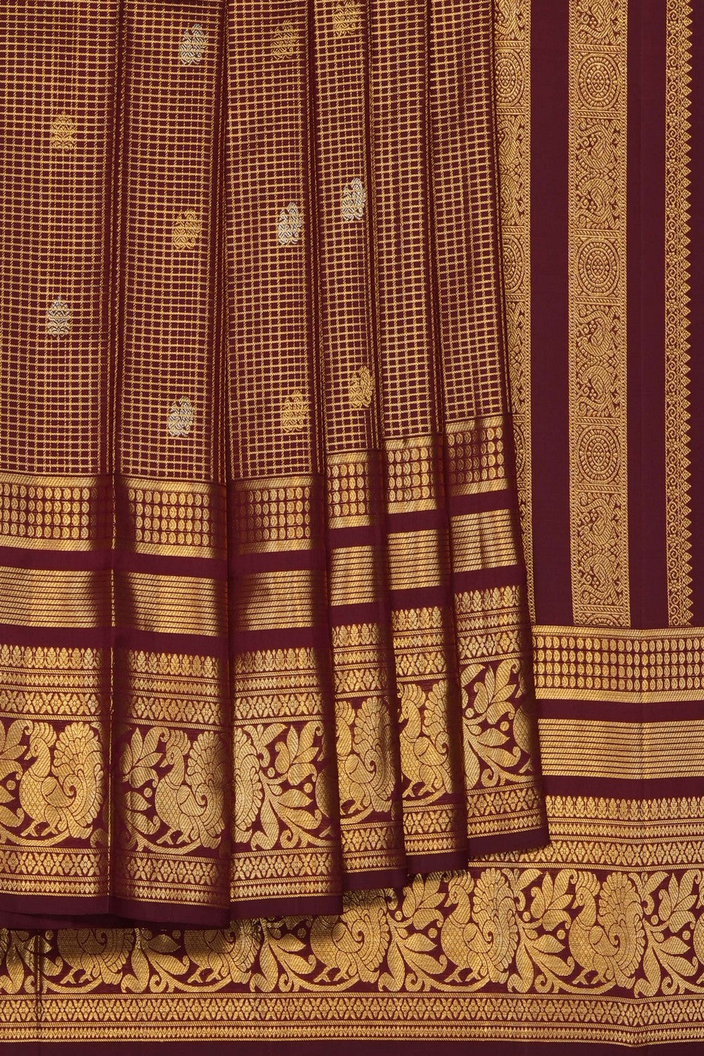 Image of Maroon Kanchipattu Kattam Saree