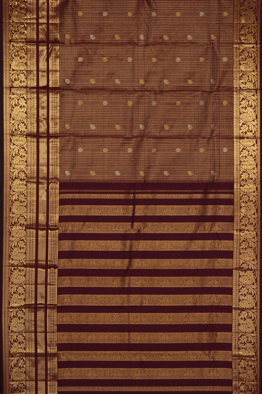 Image of Maroon Kanchipattu Kattam Saree