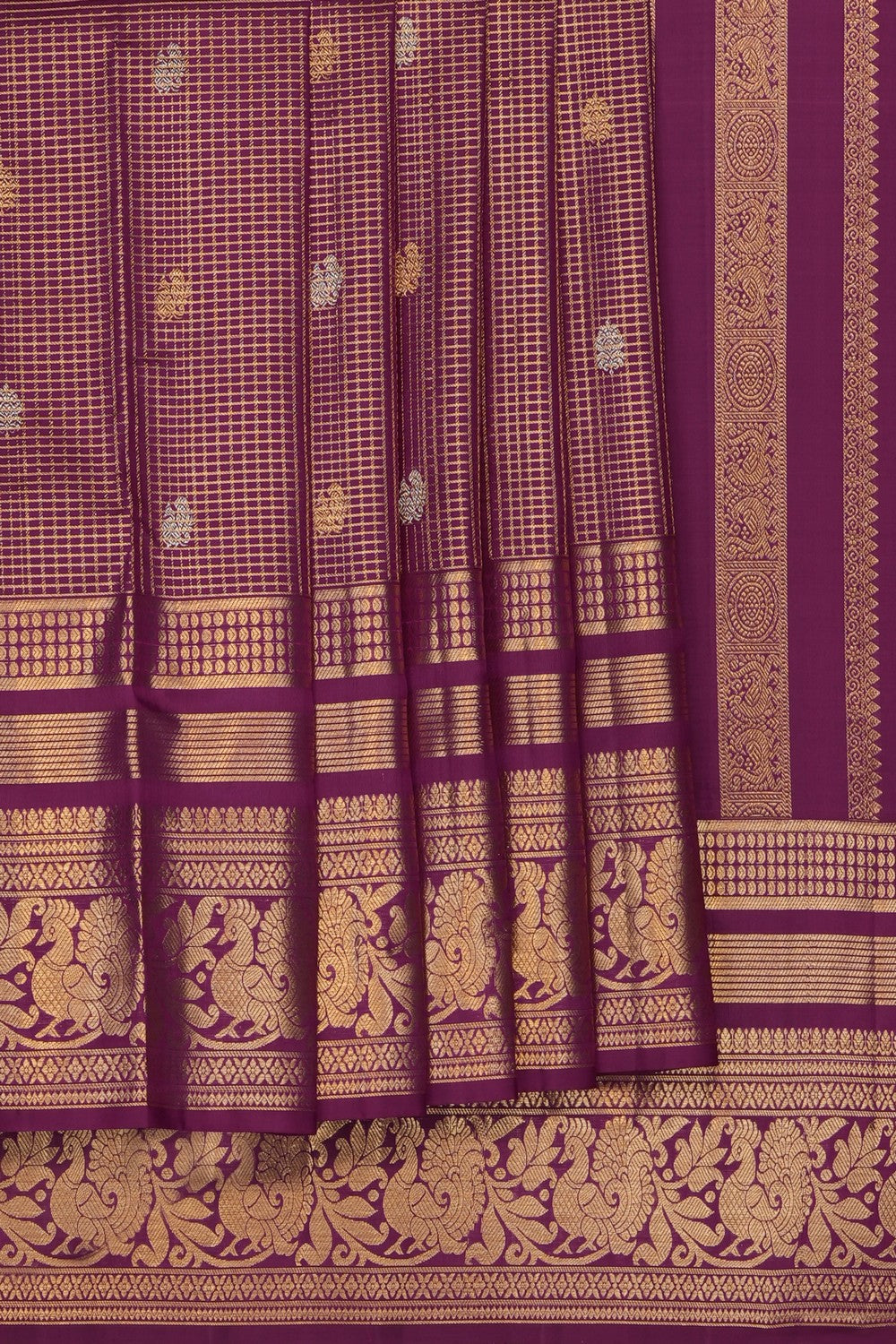 Image of Purple Kanchipattu Kattam Saree