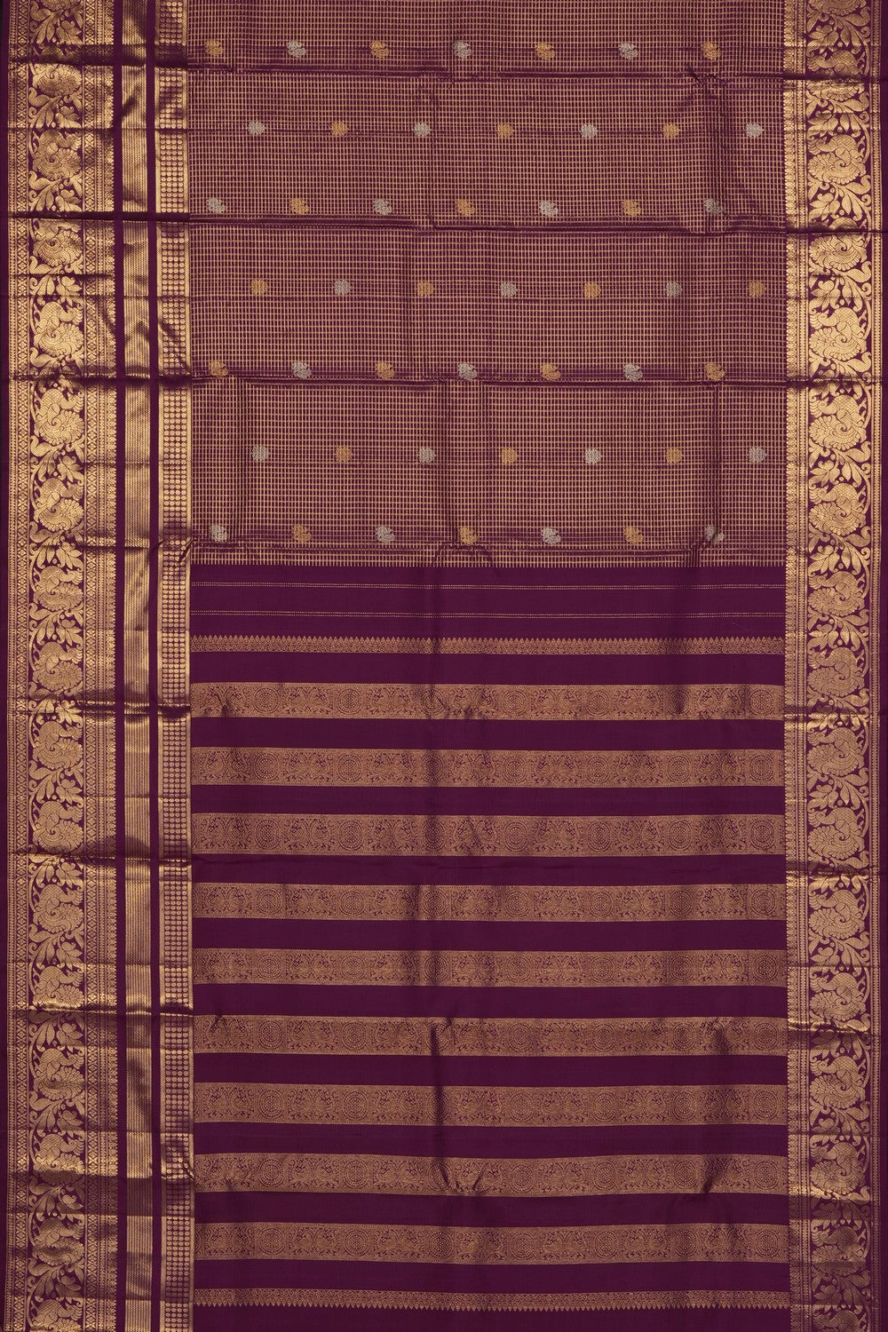 Image of Purple Kanchipattu Kattam Saree