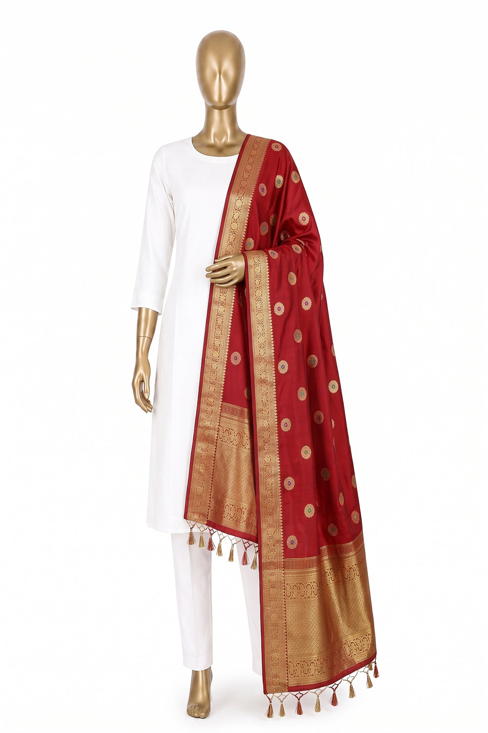 Image of Red Kanchipattu Dupatta