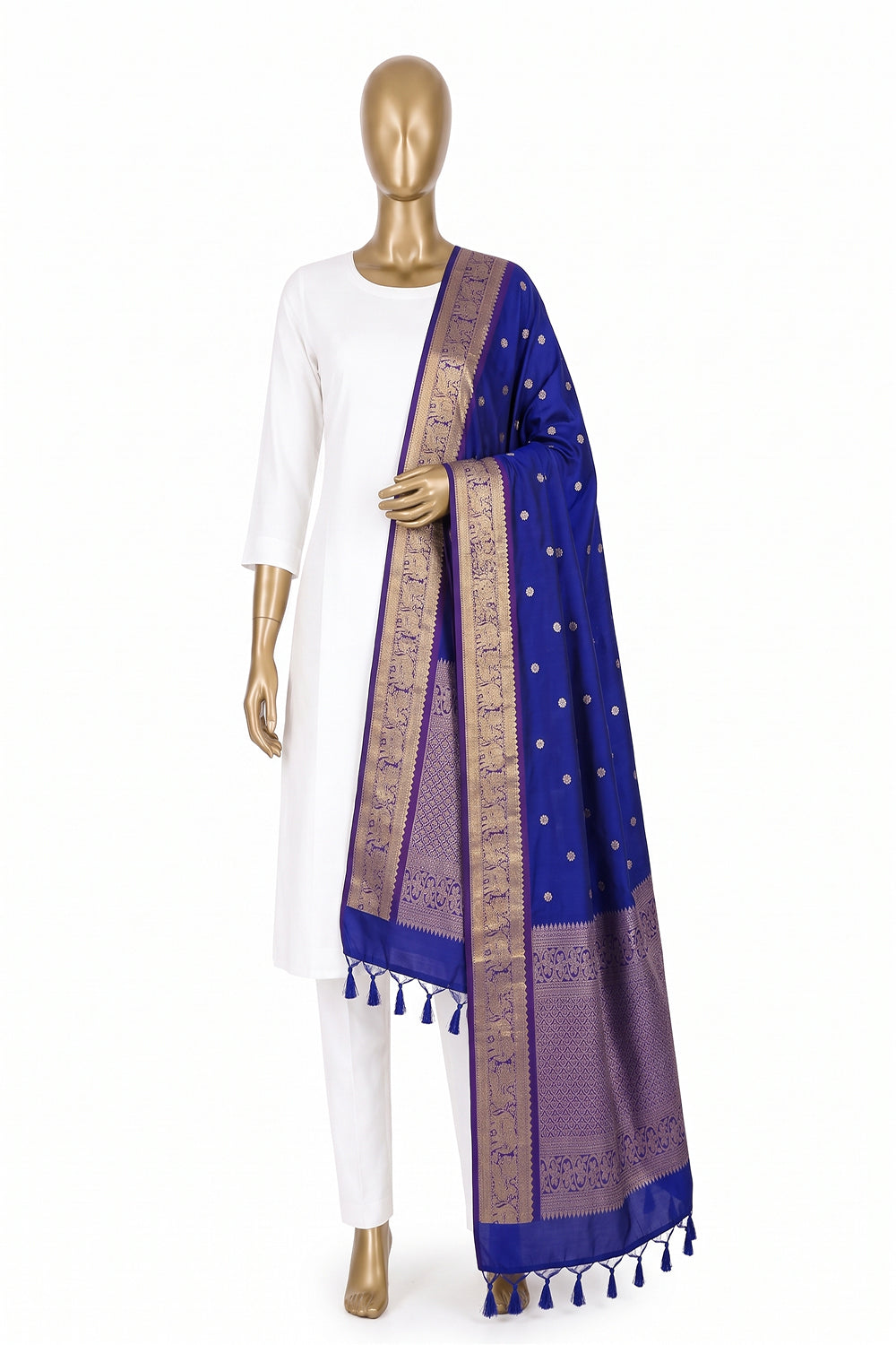 Image of Royal Blue Kanchipattu Dupatta