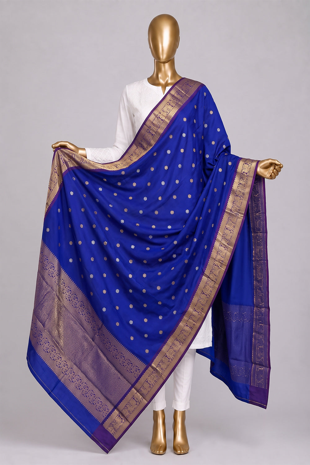 Image of Royal Blue Kanchipattu Dupatta