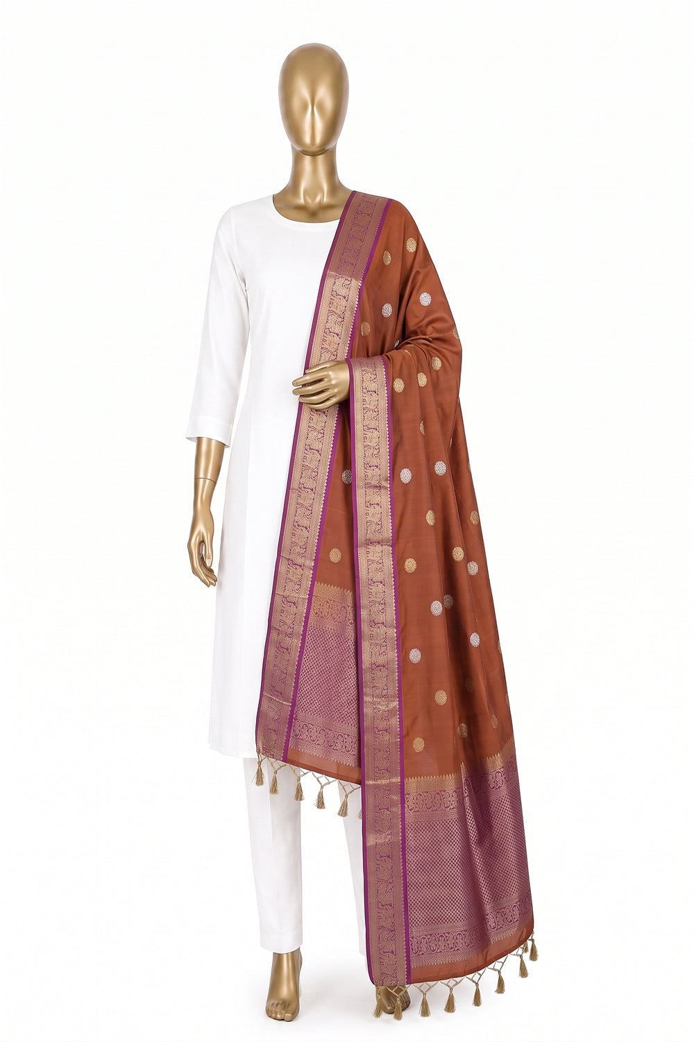 Image of Peach Kanchipattu Dupatta