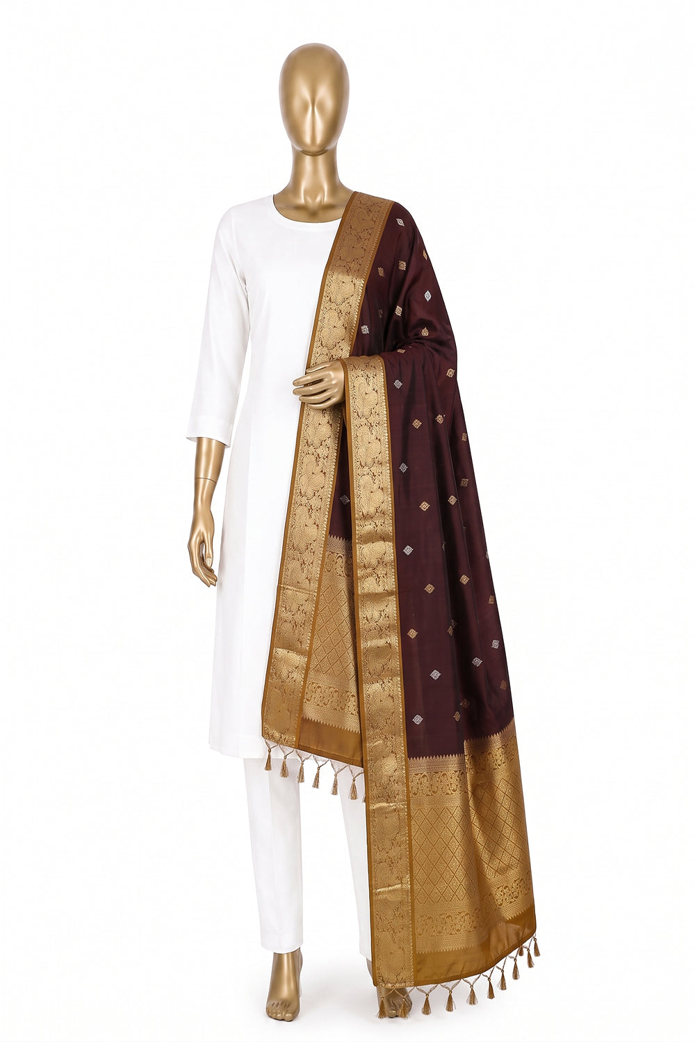 Image of Brown Kanchipattu Dupatta