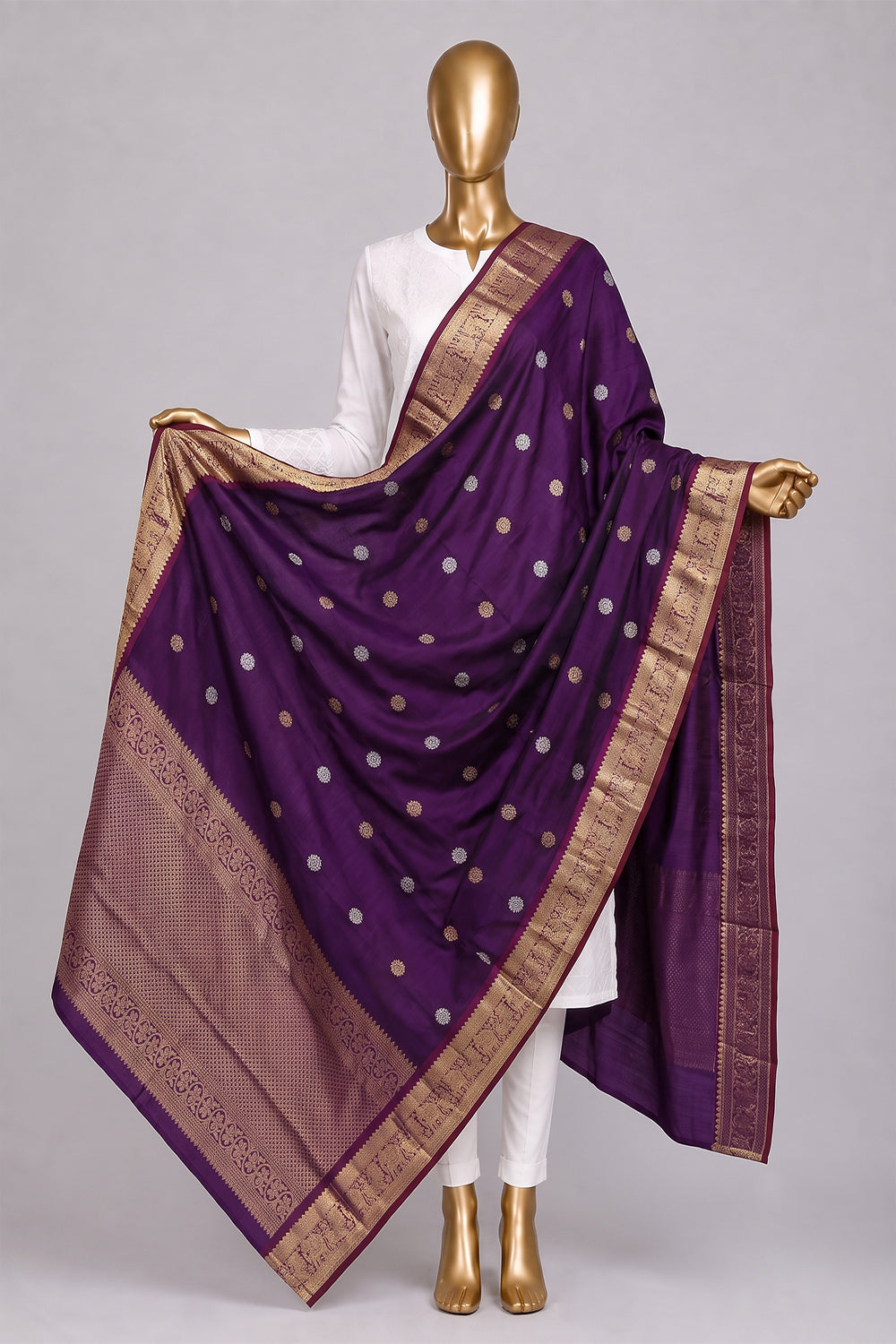 Image of Violet Kanchipattu Dupatta