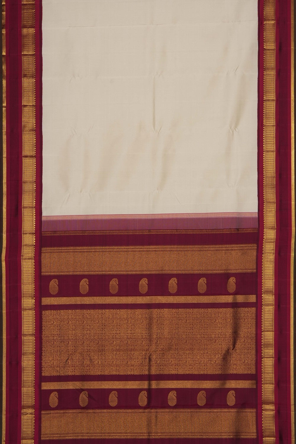 Image of Off-White Arani Silk Saree