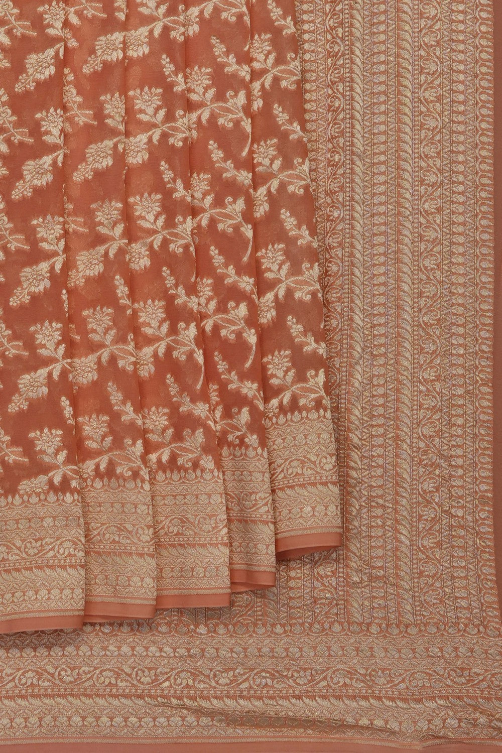 Image of Peach Banarasi Georgette Saree