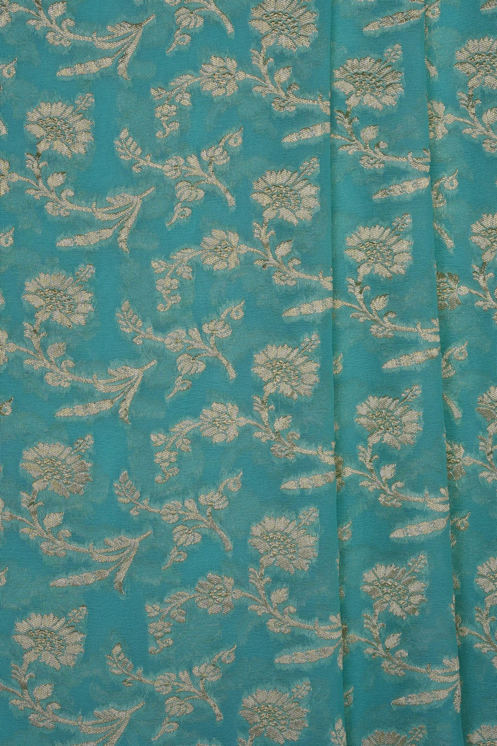 Image of Aqua Green Banarasi Georgette Saree
