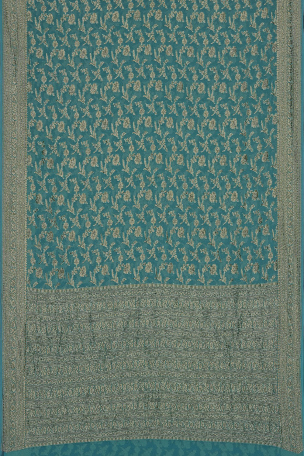 Image of Aqua Green Banarasi Georgette Saree