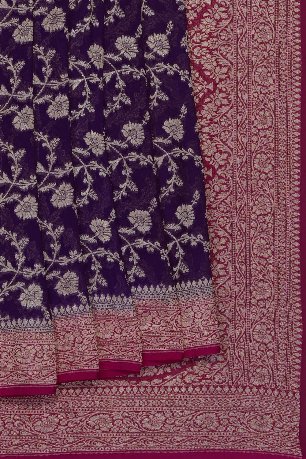Image of Purple Banarasi Georgette Saree
