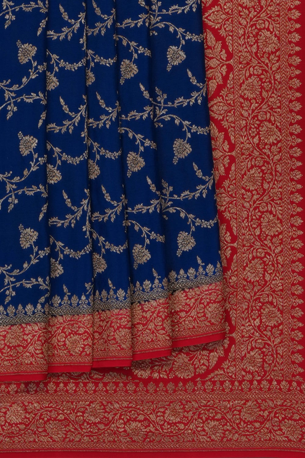 Image of Blue Banarasi Crepe Brocade Saree