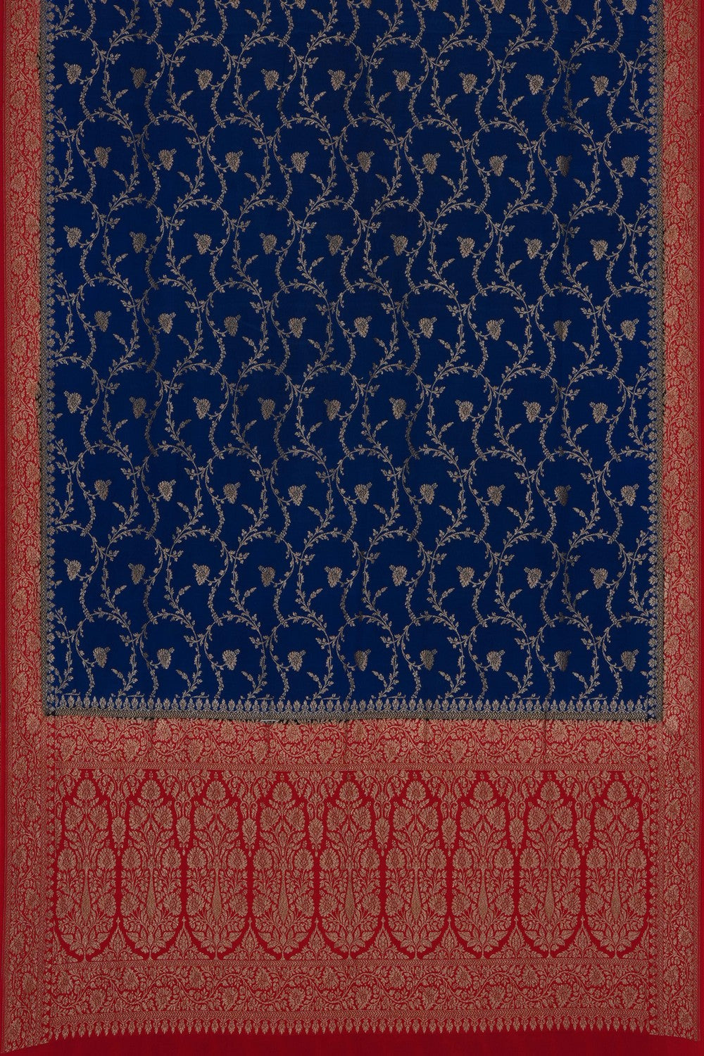 Image of Blue Banarasi Crepe Brocade Saree
