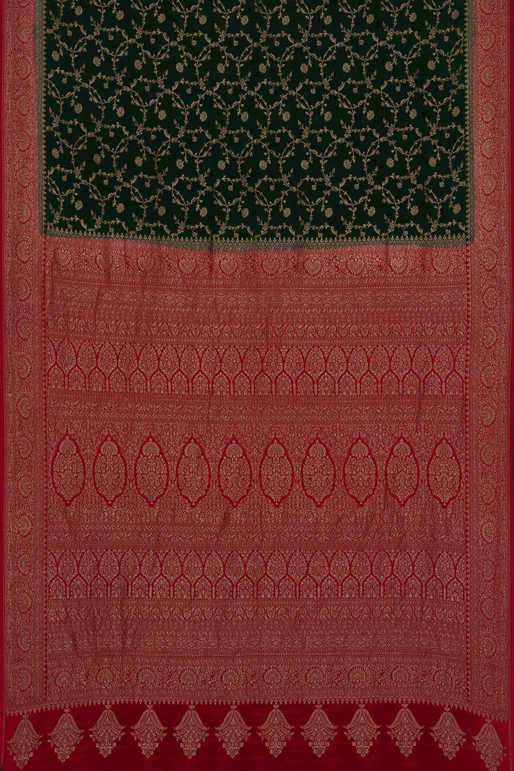 Image of Green Banarasi Crepe Brocade Saree