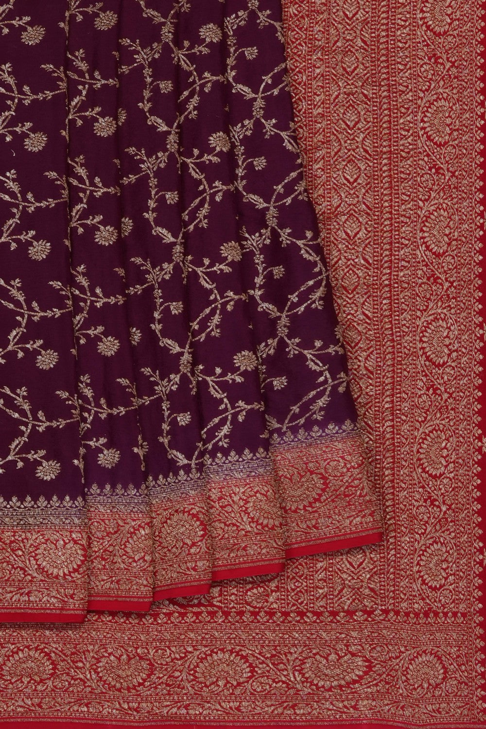 Image of Violet Banarasi Crepe Brocade Saree