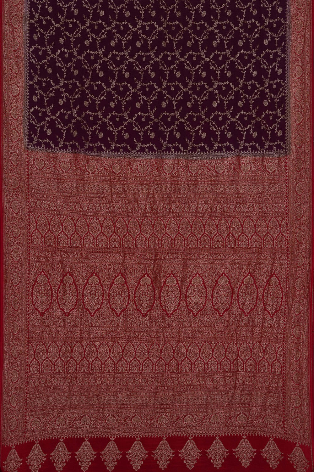 Image of Violet Banarasi Crepe Brocade Saree