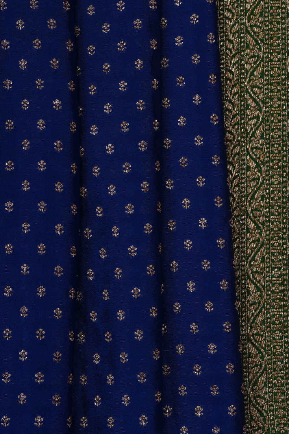 Image of Indigo Blue Banarasi Crepe Brocade Saree